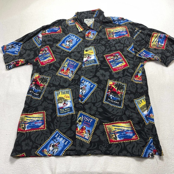 Big Dogs Other - Big Dogs Shirt Mens Size Large L Y2K Short Sleeve Hawaiian Dog